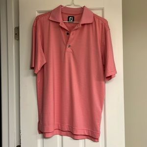 FootJoy FJ Pink Striped Athletic Golf Polo Shirt Polyester Spandex Size Small
